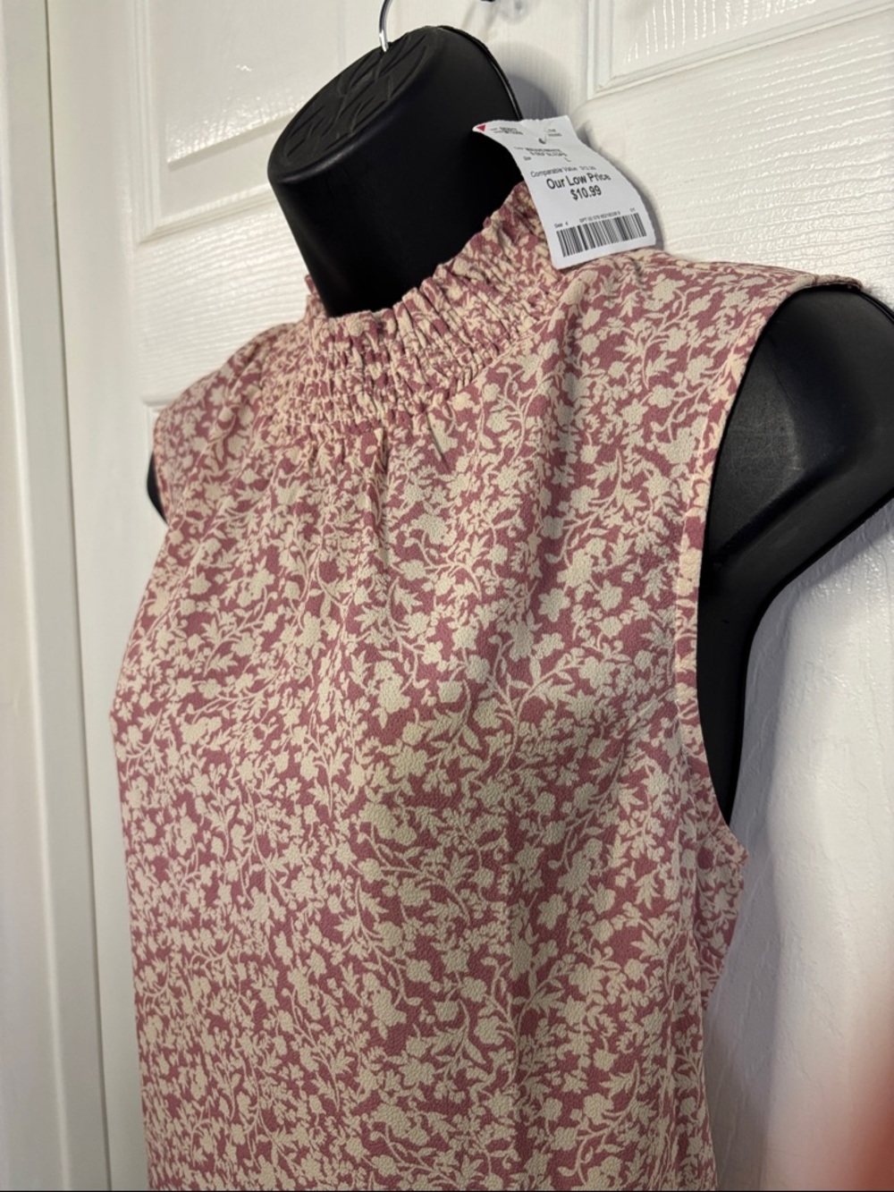 Faith & Joy mauve & cream colored sleeveless top, size L, NWT.